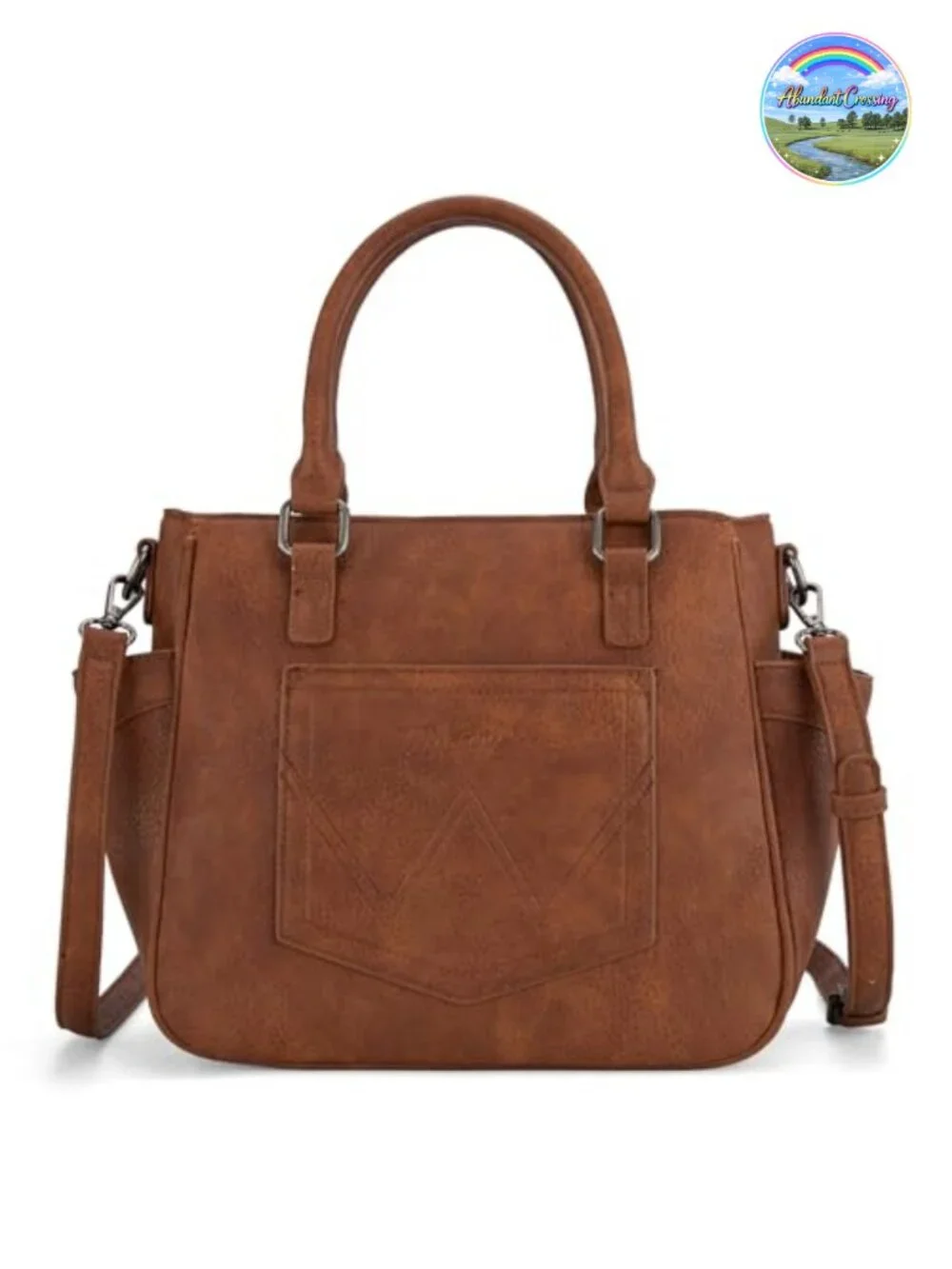 Vegan Leather Crossbody Tote Bag Top Handle Dual Side Pockets